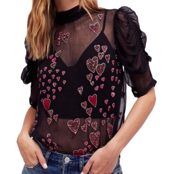 Free People Tops - Free People So In Love Embellished Illusion Top